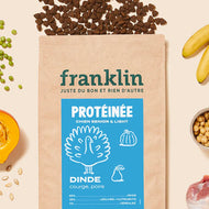 Croquettes pour chien senior & light à la dinde, courge, et poire Franklin Croquettes pour chien senior & light à la dinde, courge, et poire Franklin