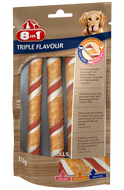 Friandises chien Triple Flavour Rouleaux à mâcher de 8IN1 Friandises chien Triple Flavour Rouleaux à mâcher de 8IN1