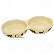 Gamelle double en céramique Cats Cream Gamelle double en céramique Cats Cream