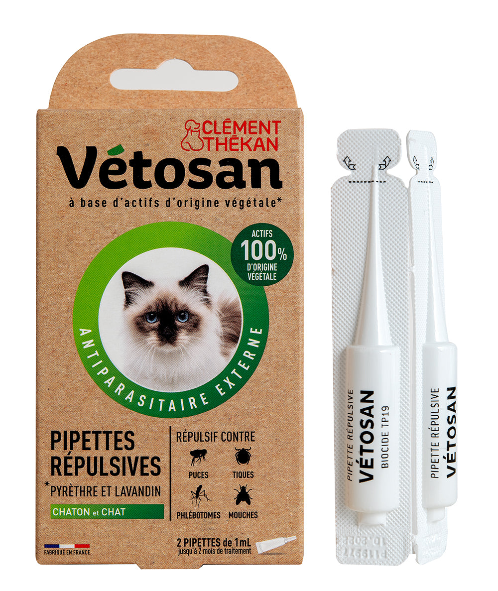 Vétosan Pipettes Anti-puces et anti-tiques pour chat et chaton Vétosan Pipettes Anti-puces et anti-tiques pour chat et chaton