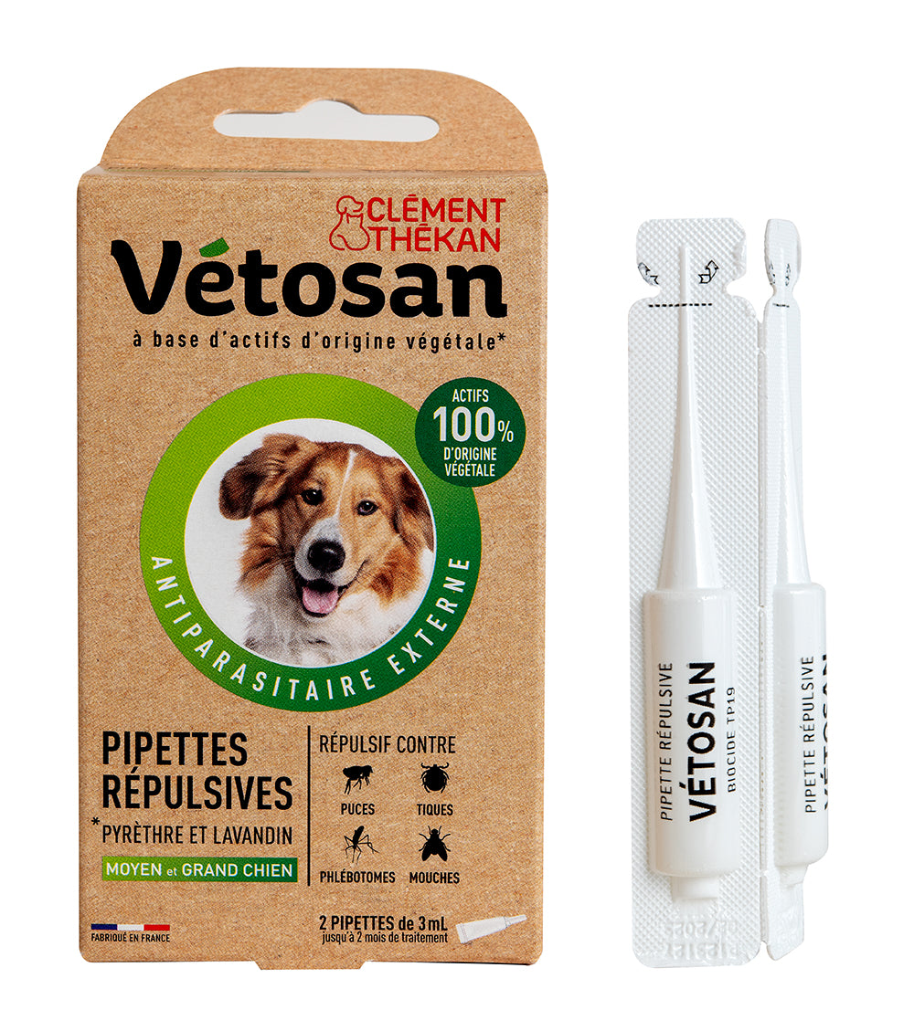 Vétosan Pipettes Anti-puces et anti-tiques pour chien moyen et grand chien Vétosan Pipettes Anti-puces et anti-tiques pour chien moyen et grand chien