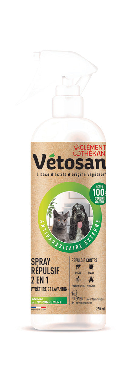 Vétosan Spray anti-puces et anti-tiques 2-en-1 : Chien, Chat et Environnement Vétosan Spray anti-puces et anti-tiques 2-en-1 : Chien, Chat et Environnement