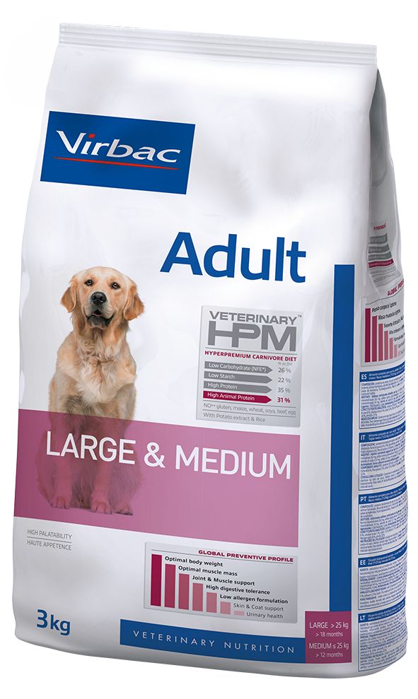 Croquette chien Veterinary HPM Adult Large & Medium de Virbac