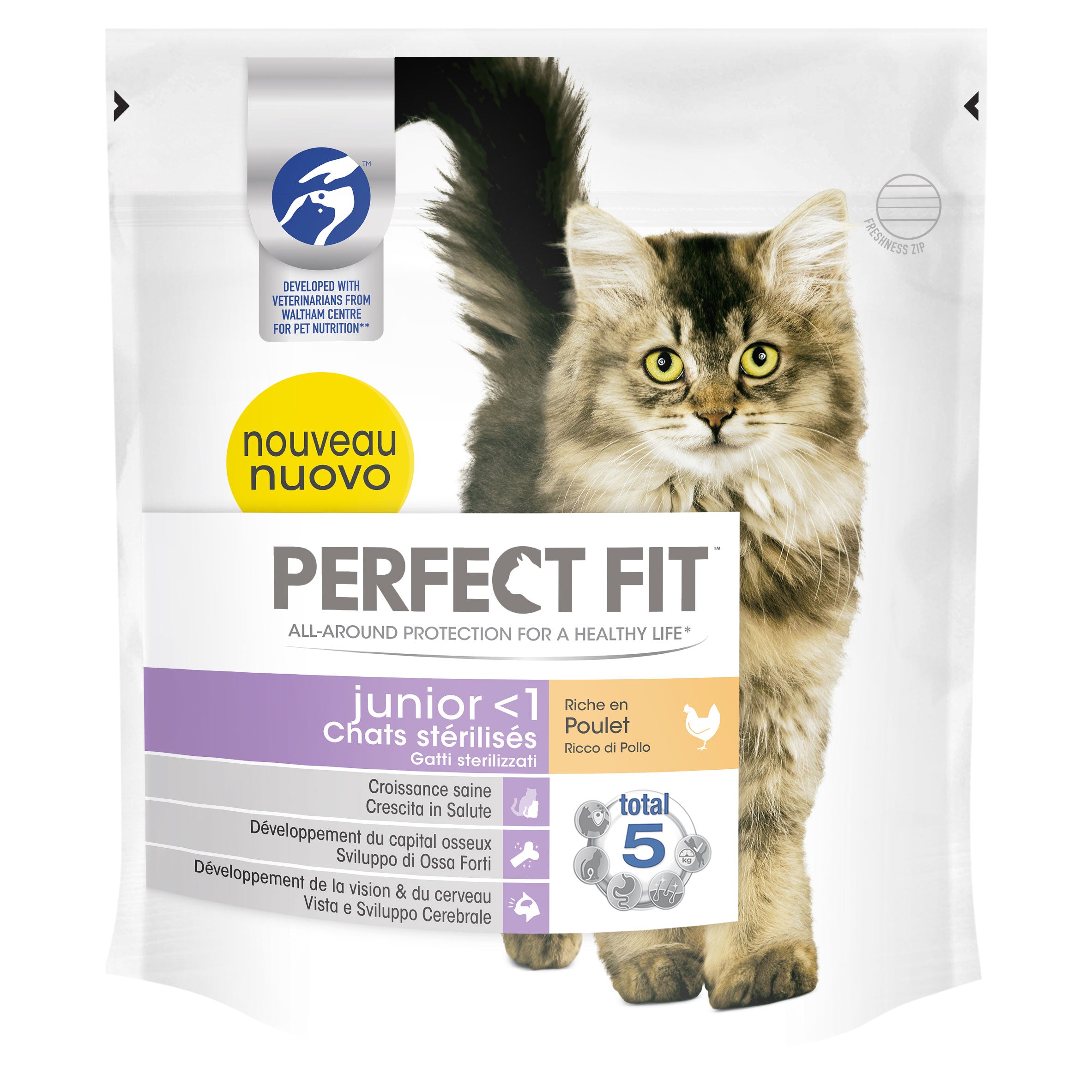 Croquettes Perfect Fit™ Junior (moins d’1 an) riche en poulet pour chats juniors stérilisés Croquettes Perfect Fit™ Junior (moins d’1 an) riche en poulet pour chats juniors stérilisés