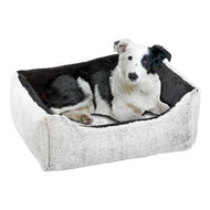 Panier matelassé et amovible en peluche grise et noire Panier matelassé et amovible en peluche grise et noire