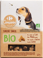 Snack bio au lait pour chiens juniors de Carrefour Snack bio au lait pour chiens juniors de Carrefour