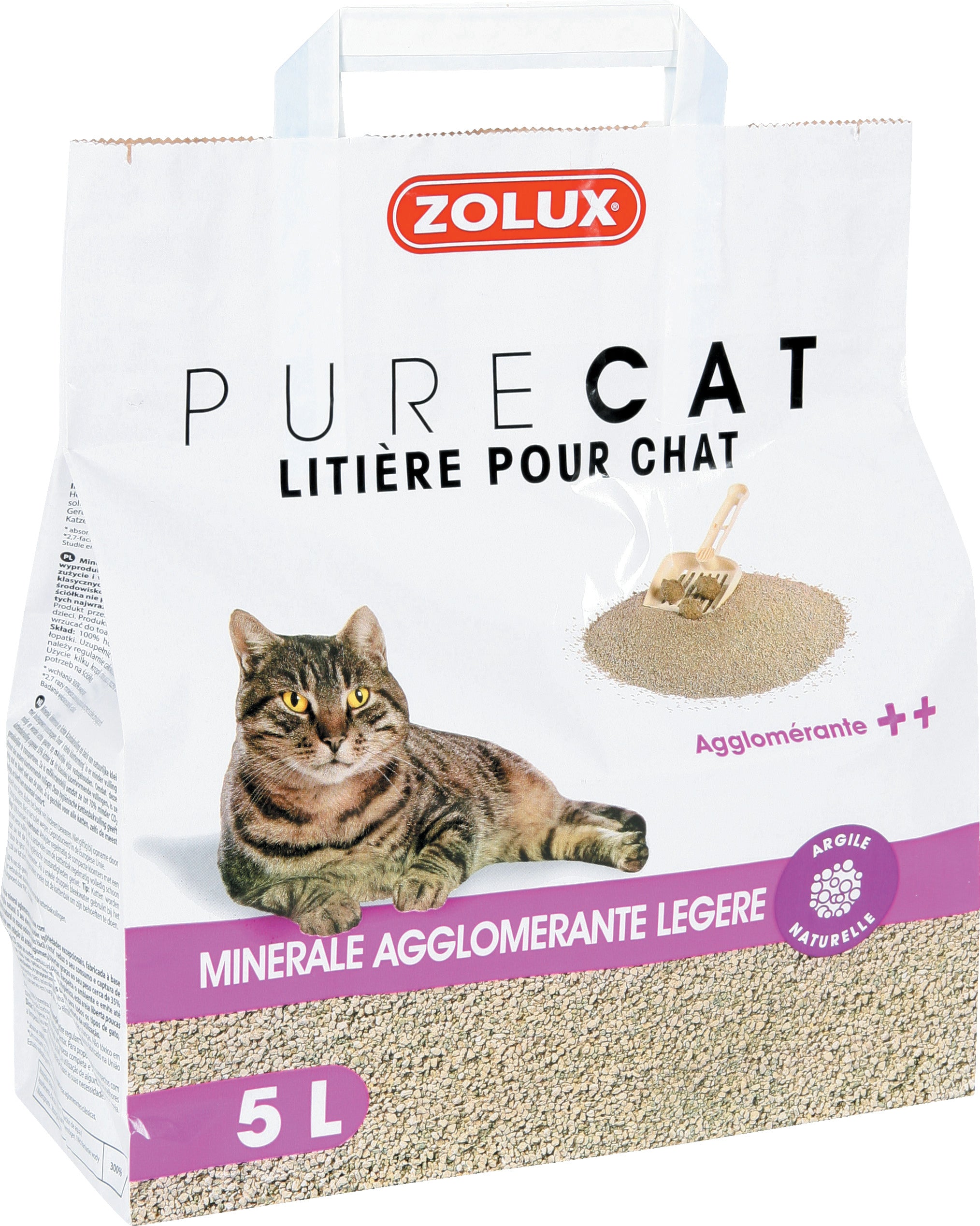 Litière chat PureCat agglomérante légère de Zolux