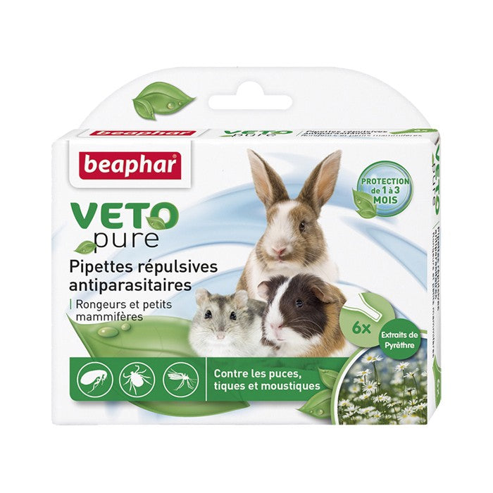 Pipettes répulsives antiparasitaires Vetopure rongeurs et petits mammifères Pipettes répulsives antiparasitaires Vetopure rongeurs et petits mammifères