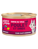 Boîte de morceaux en sauce de poulet et dinde pour chats séniors Edgard & Cooper
