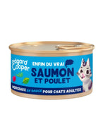 Boîte de morceaux en sauce de saumon et de poulet pour chats adultes Edgard & Cooper