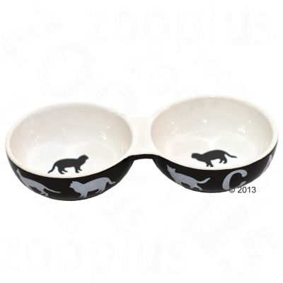 Gamelle double Cats Black & White