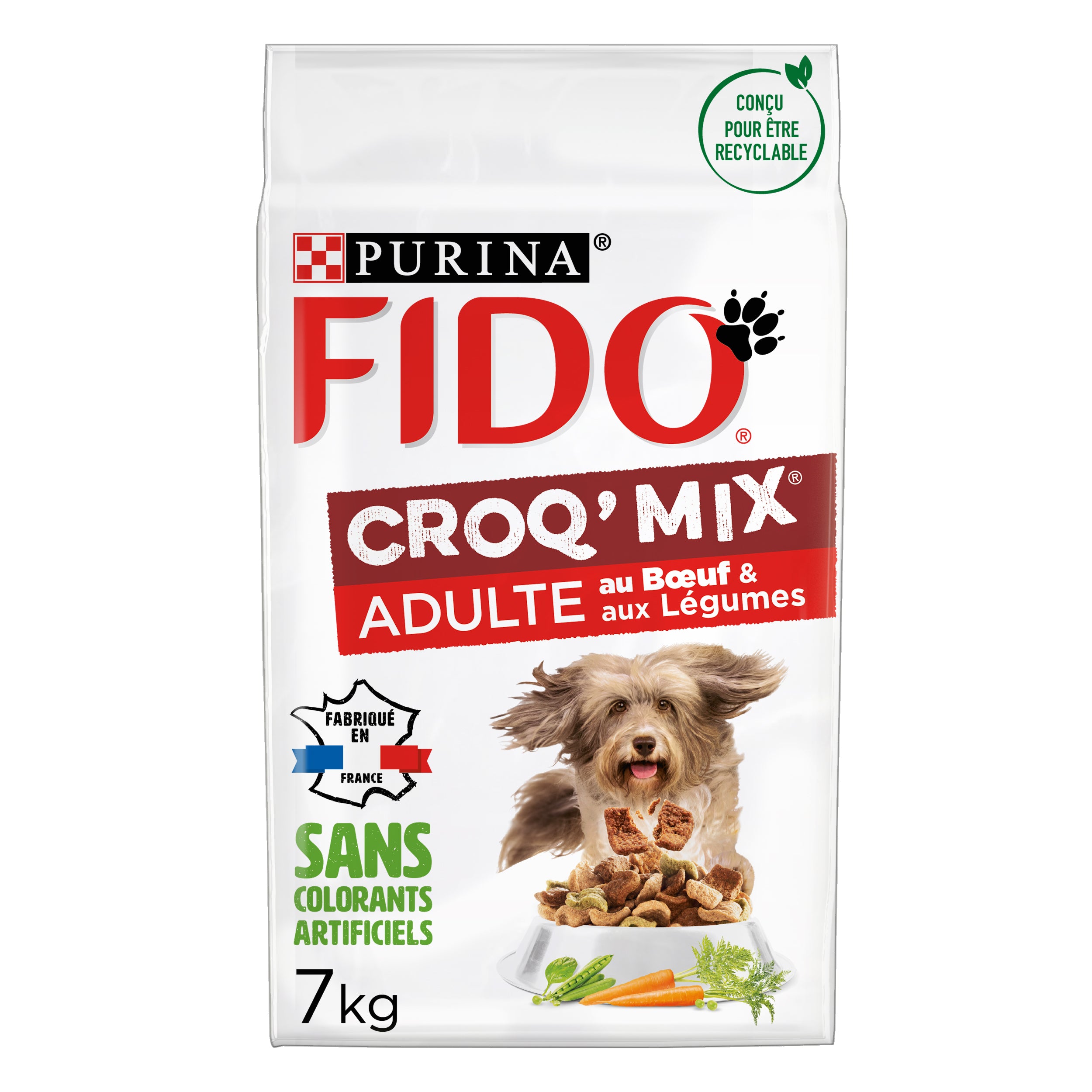 Croquette chien FIDO® CROQ’ MIX® Adulte Au Bœuf & aux Légumes de Purina
