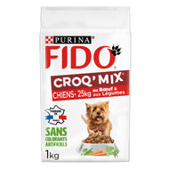 Croquette chien FIDO® CROQ’ MIX® demoins de 25Kg Au Bœuf & aux Légumes de Purina