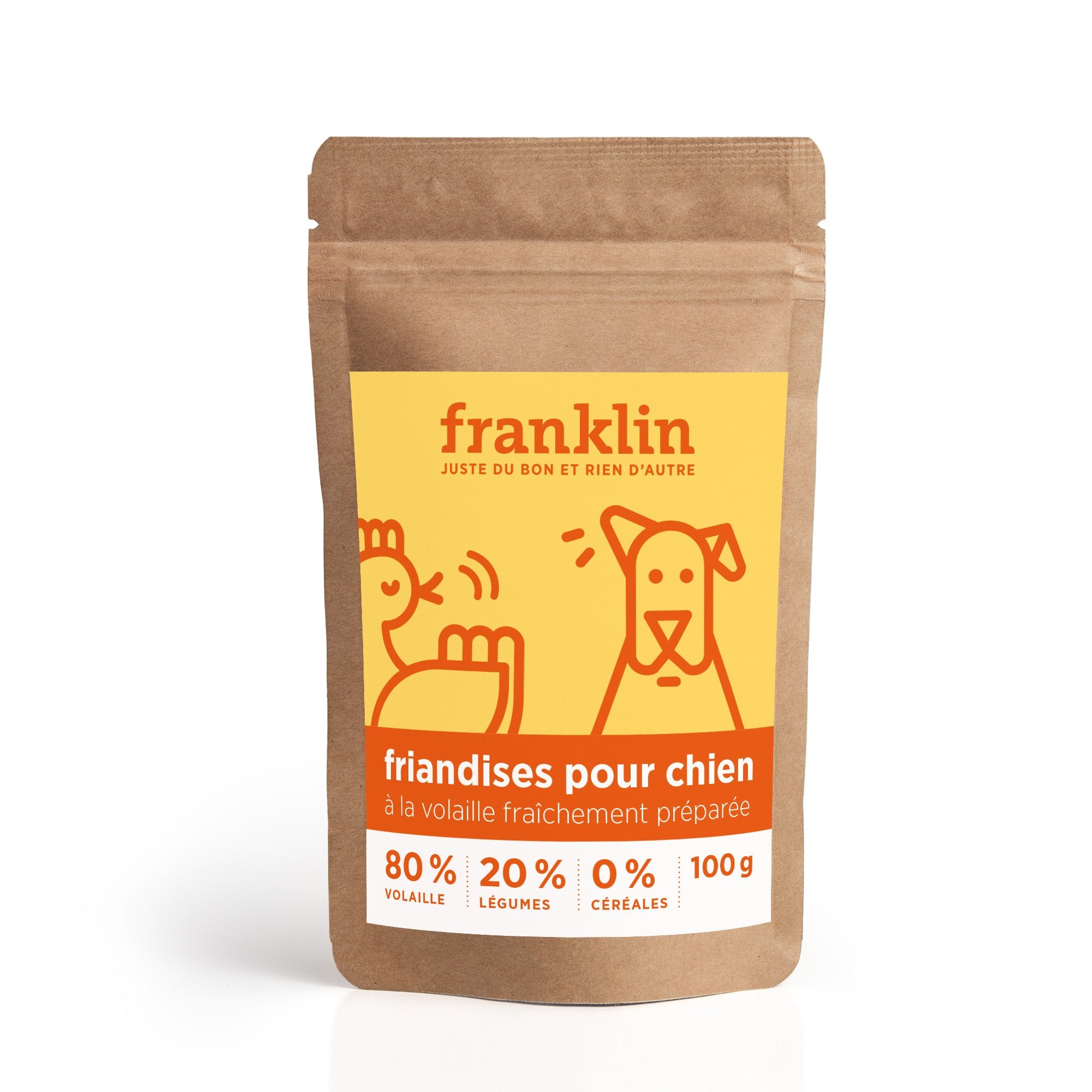 Friandises chien pour chien 80% volaille, 20% légumes de Franklin