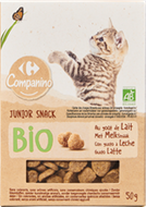 Snack bio au lait pour chats juniors de Carrefour