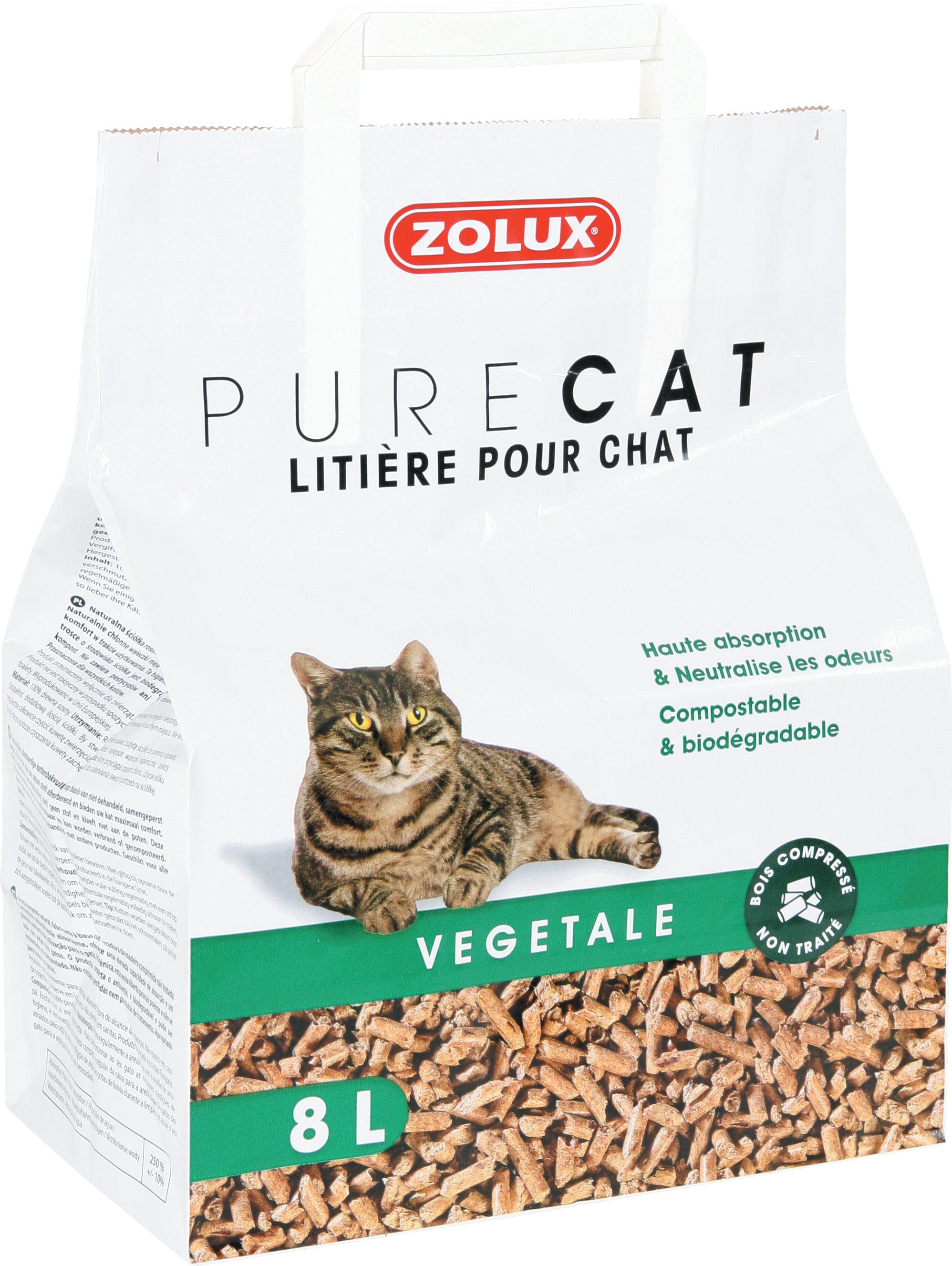 Litière chat PureCat végétale nature de Zolux