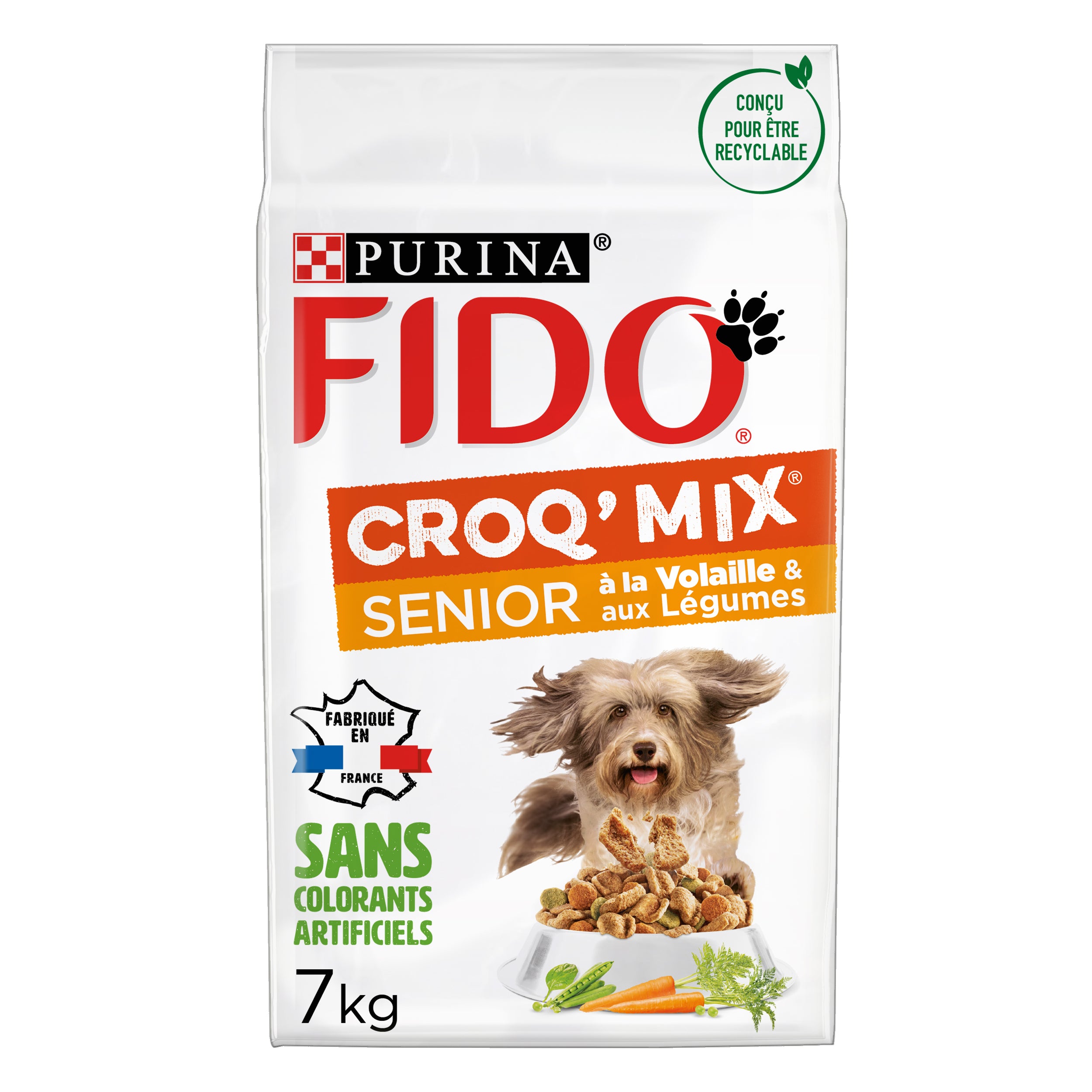 Croquette chien FIDO® CROQ’ MIX® Senior À la Volaille & aux Légumes de Purina