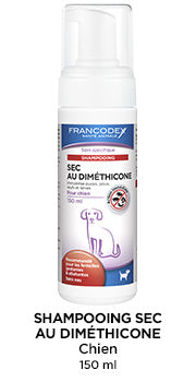 Shampoing sec au diméthicone pour chien